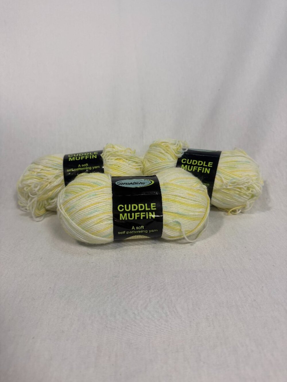 Sensations Cuddle Muffin Baby Yarn 3 Skeins 1212 Yds Total Pastel Yellow Soft DK